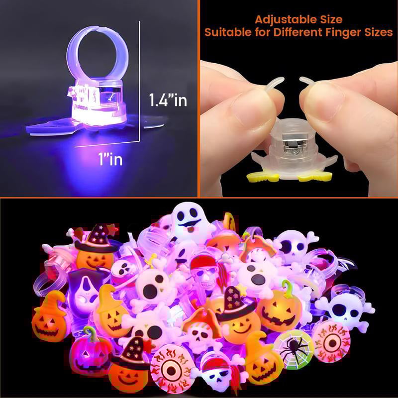 🎁Hot Sale Promotion 49% OFF🔥 Halloween 50Pcs LED glowing ring