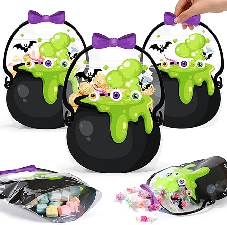 🔥Last Day 50% OFF - Fuutreo 50 Pcs/100PCS 🎃Halloween Favor Bags Transparent Pumpkin Sealed Pouches🍬