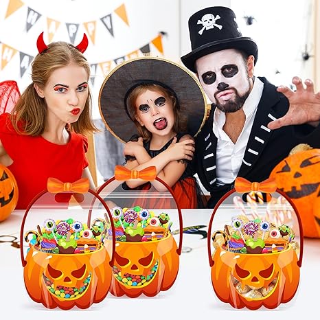 🔥Last Day 50% OFF - Fuutreo 50 Pcs/100PCS 🎃Halloween Favor Bags Transparent Pumpkin Sealed Pouches🍬
